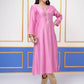 Vishudh Pink Round Neck Three-Quarter Sleeves Panelled A-Line Kurta - Swadesiicart