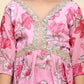 Alakhi Studio Girls Floral Georgette Printed V-Neck Kurta With Sharara - Pink
