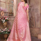 Aastha Fashion Pink Soft Organza Silk Weaving Saree