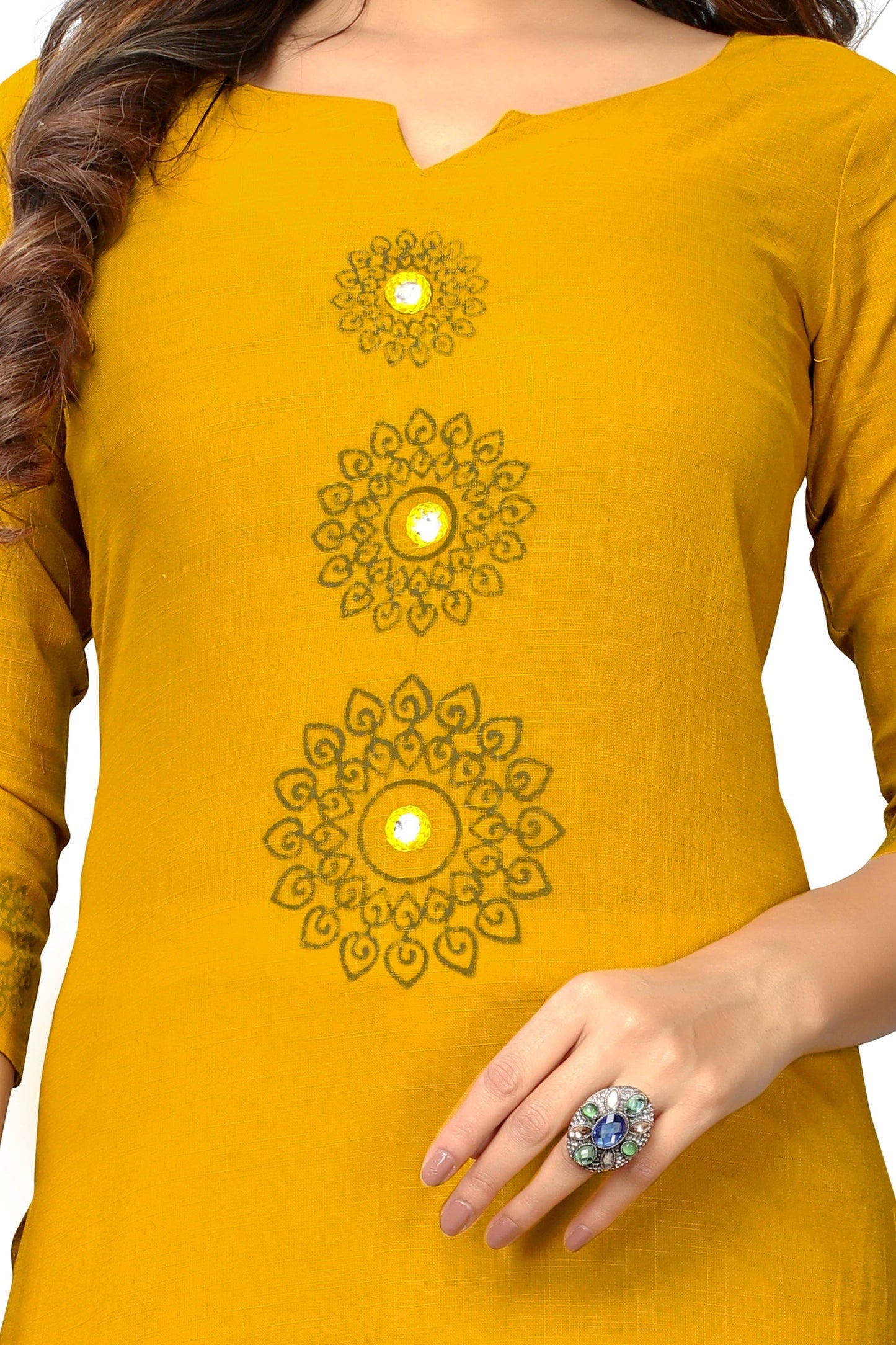 NOZ2TOZ Women's Yellow Color Slub Cotton Straight Kurta Only - Swadesiicart