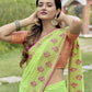 Vamsee Rashmika 2.0 Green Georgette Silk Saree - Swadesiicart