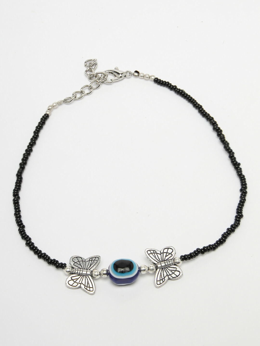 NVR Women's Evil Eye Black Anklets | Swadesiicart