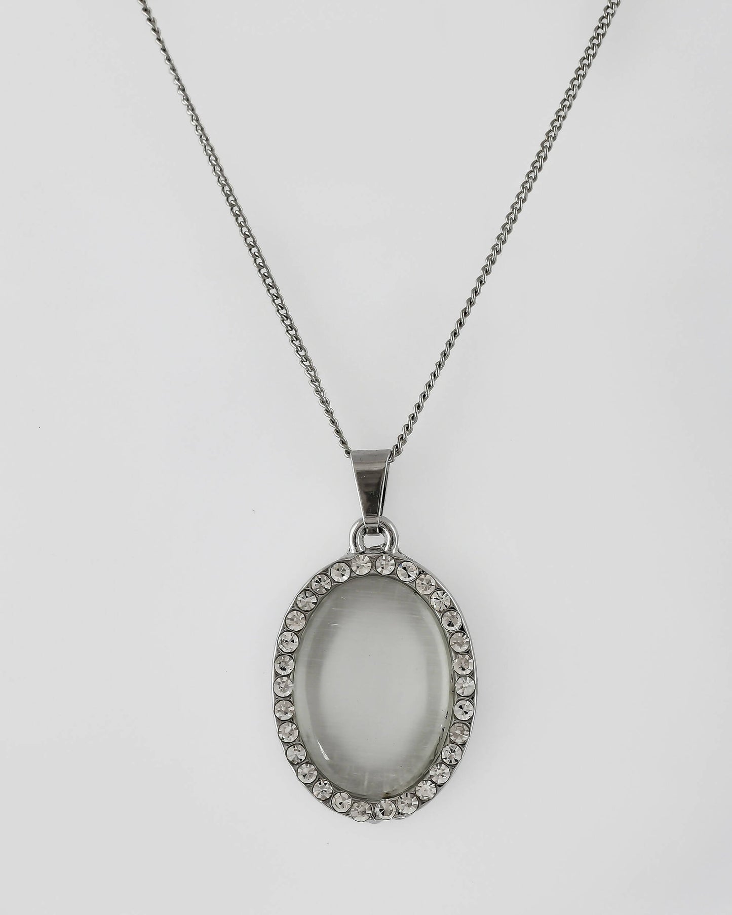VOJ Women Beads Stainless Steel Sliver-Plated Chain with Oval-Shape Pendant - Swadesiicart