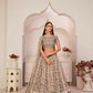 Aastha Fashion Chocolate Brown Butterfly Net White Cotton Thread Work, Zari Work And Sandwich Sequence Work Embroidery Wedding Wear Lehenga Choli