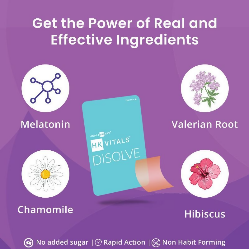 HK Vitals Disolve Melatonin Strips - Mint Lemon Flavour | Swadesiicart