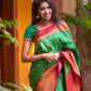 DEIANA'S Beautiful Designer Golden zari Soft Lichi Silk Saree - Green - Swadesiicart