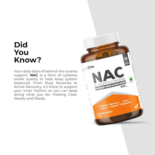 As-It-Is Atom Nac (N-Acetylcysteine) 500Mg Veg Capsules | Swadesiicart