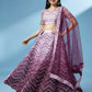 House of Panchhi Women Lavender Net Zig-Zag Embroideried Lehenga, Blouse & Dupatta | Swadesiicart