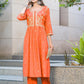 BulBul Meenaxi Rust Rayon Kurta Set - Swadesiicart
