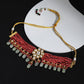 Pink White Brass Gold-Polished Necklace - Ruby Raang | Swadesiicart