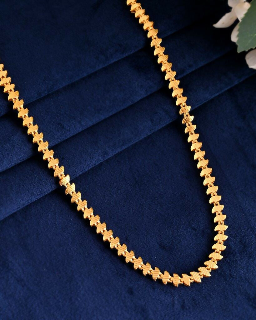 VOJ Gold-Polished Designer Leaf Shaped Chain For Men | Swadesiicart
