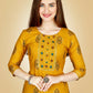 Jyoti Fashion Women's Yellow Viscose Rayon Embroidered Kurta Pant Set | Swadesiicart