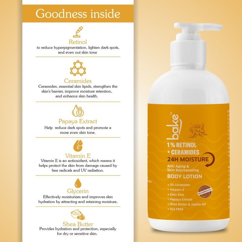 Bake 1% Retinol & Ceramides Body Lotion | Swadesiicart