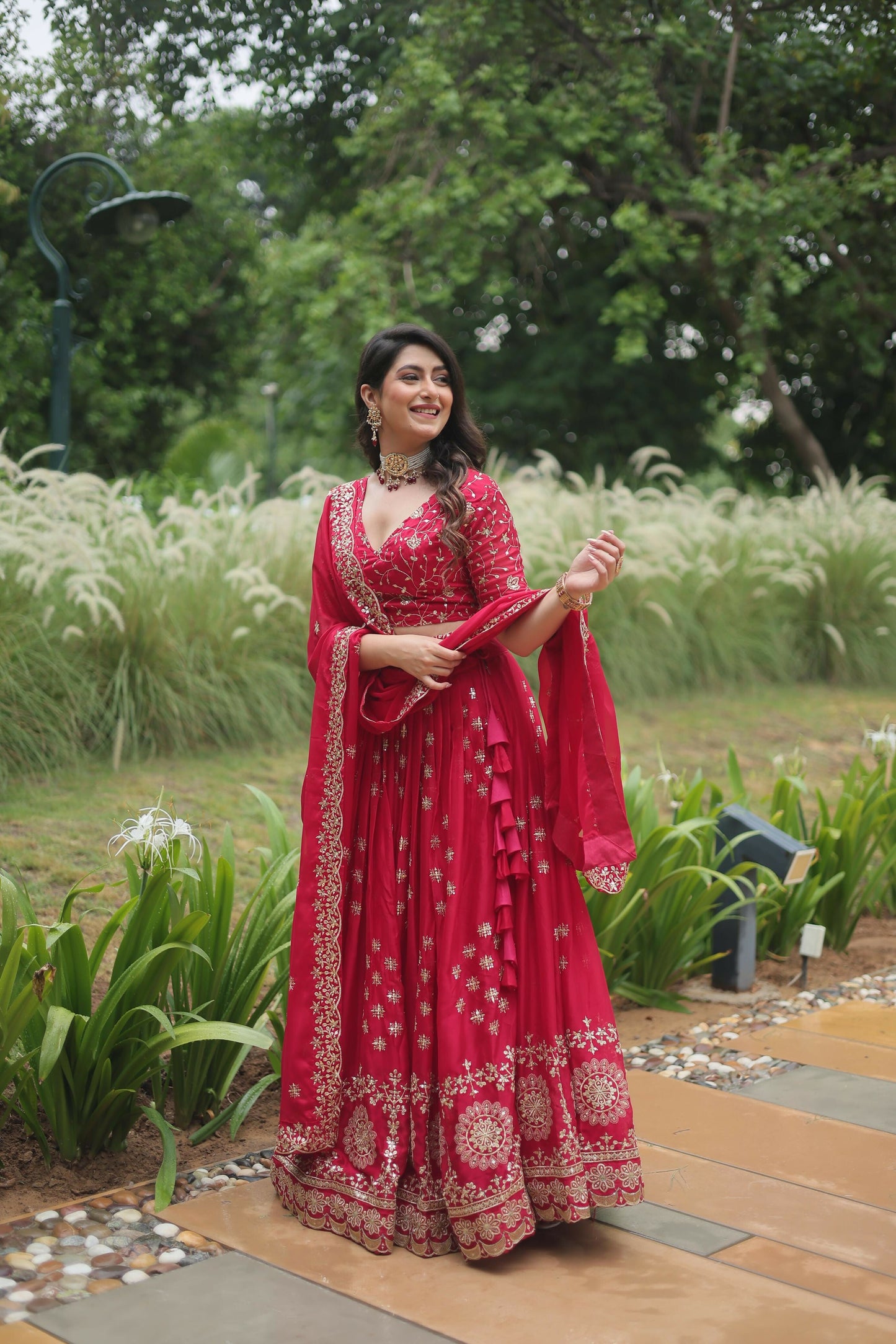Lorenvalley Ranipink Rangoli Silk Heavy Sequins & Thread Embroidered work Lehenga Choli | Swadesiicart