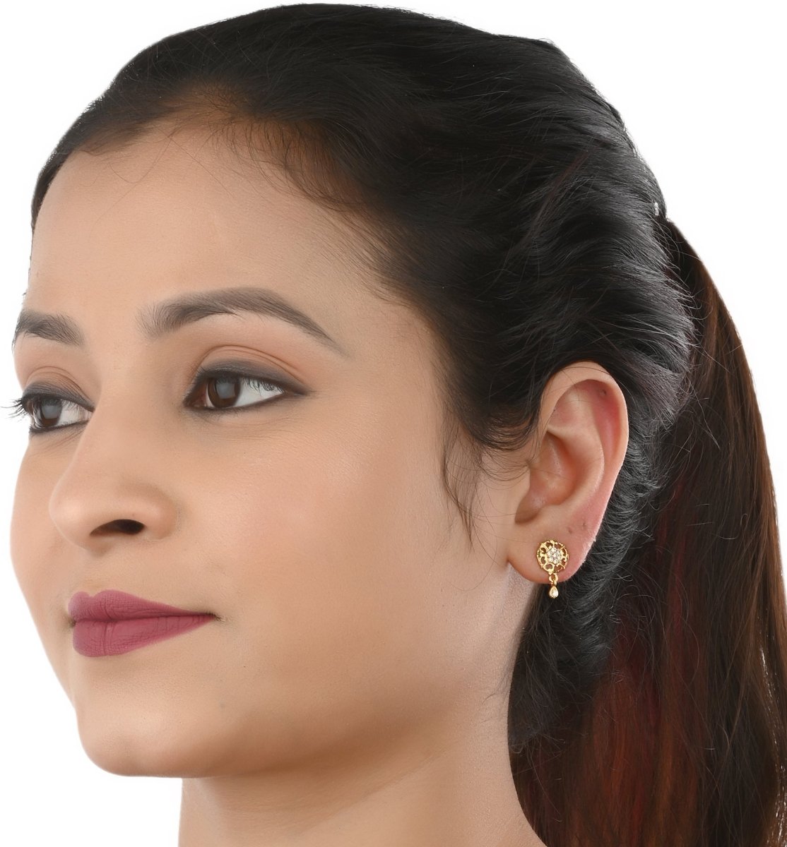 AanyaCentric Stylish Silver Plated Anklet & Gold-Polished American Diamond Earring Combo for Girls & Women - Swadesiicart