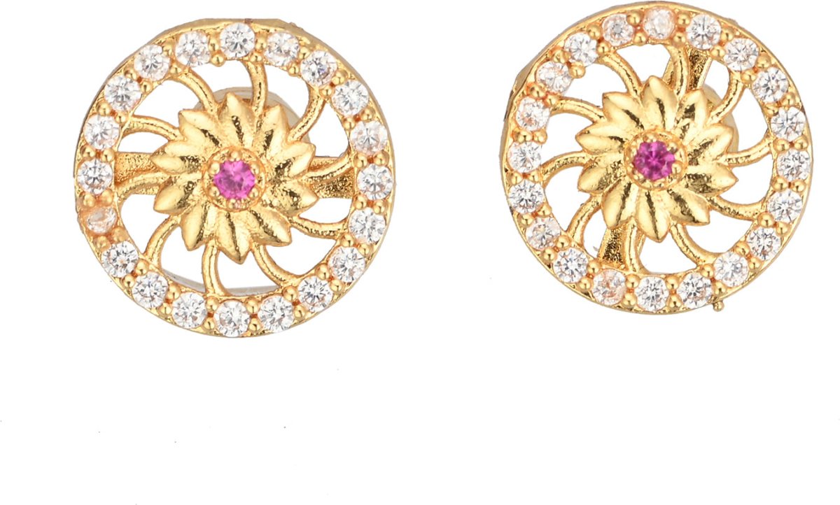 AanyaCentric Elegant Gold-Polished Ad American Diamond Earrings for Women Girls of All Ages - Swadesiicart