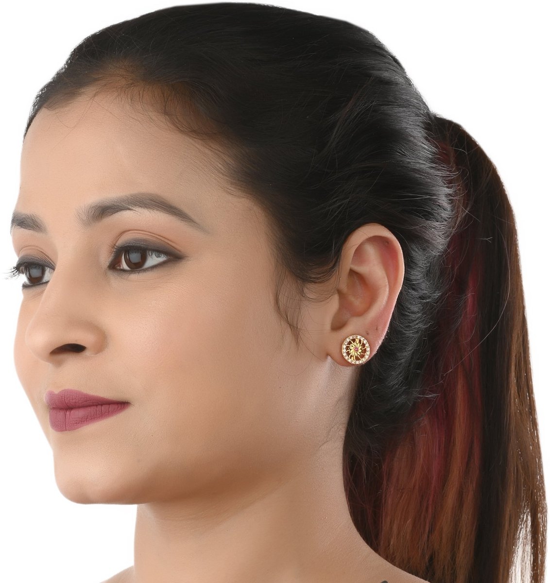 AanyaCentric Elegant Gold-Polished Ad American Diamond Earrings for Women Girls of All Ages - Swadesiicart