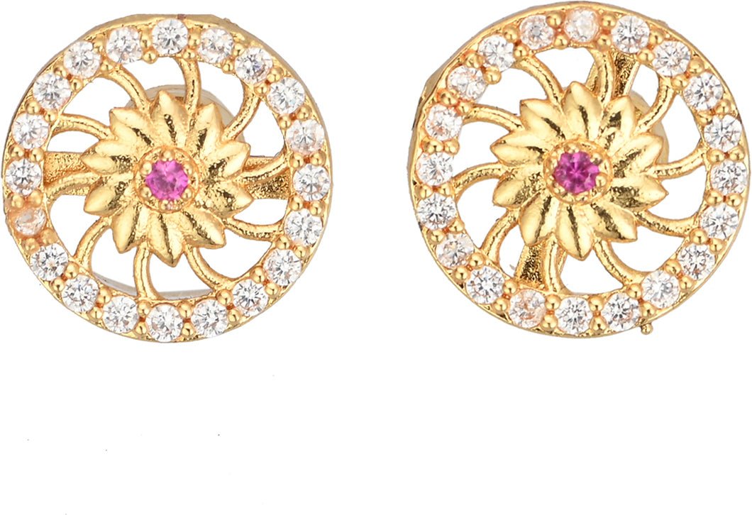AanyaCentric Elegant Gold-Polished Ad American Diamond Earrings for Women Girls of All Ages - AanyaCentric