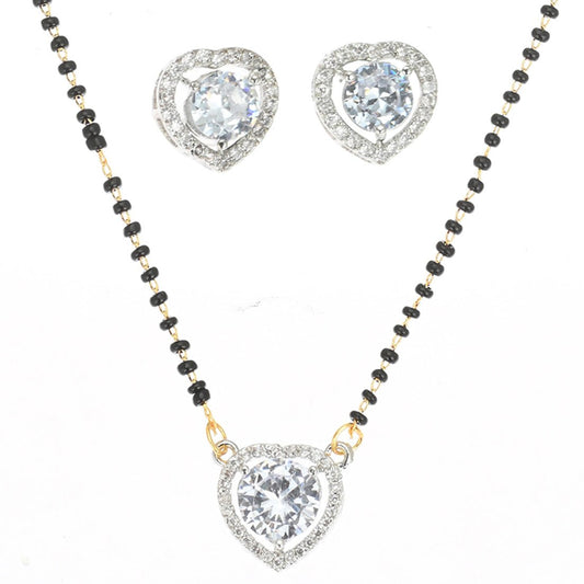 AanyaCentric Ad Short Mangalsutra Set Pendant with Earrings Golden | Swadesiicart