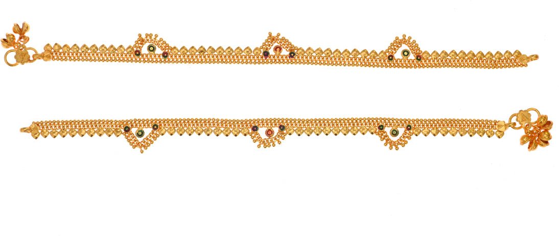AanyaCentric Gold-Polished White Metal Payal Indian Traditional Ethnic Fashion Imitation Jewellery Foot Chain | Swadesiicart