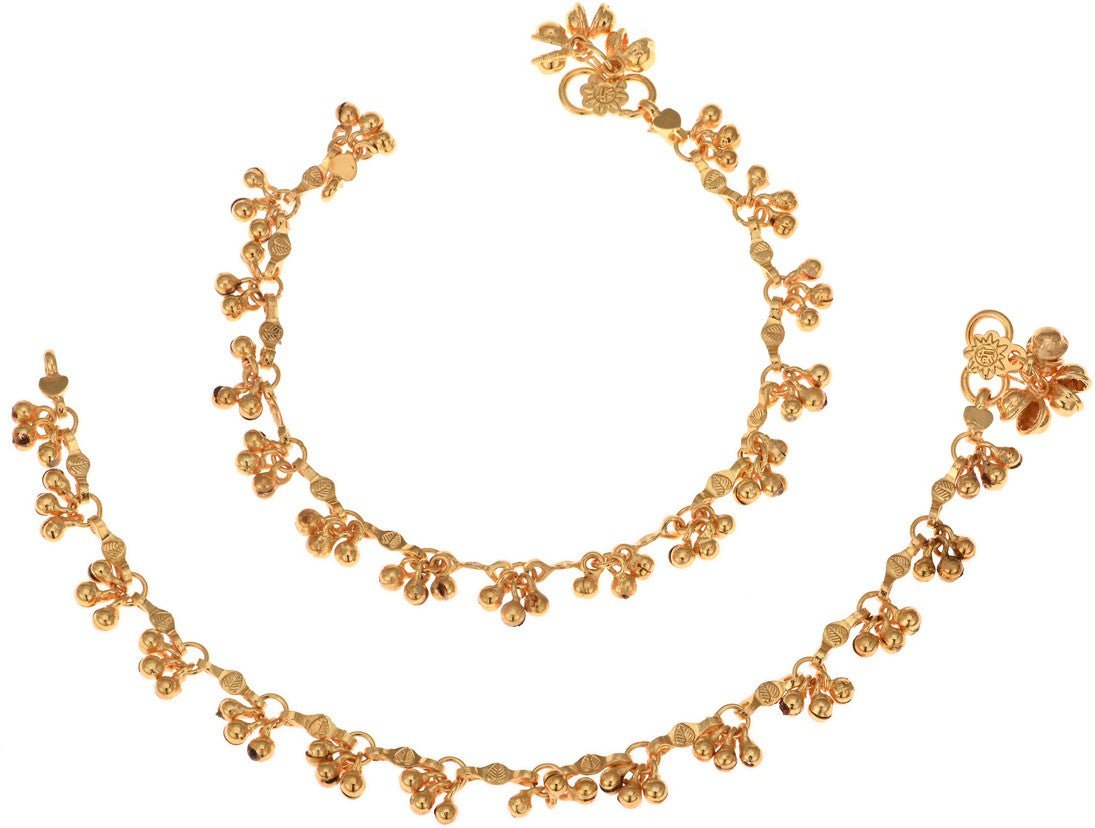 AanyaCentric Gold-Polished White Metal Payal Indian Traditional Ethnic Fashion Imitation Jewellery Foot Chain | Swadesiicart