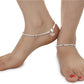 AanyaCentric Stylish Silver Plated Anklet & Gold-Polished American Diamond Earring Combo for Girls & Women
