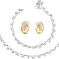 AanyaCentric Stylish Silver Plated Anklet & Gold-Polished American Diamond Earring Combo for Girls & Women