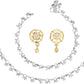 AanyaCentric Stylish Silver Plated Anklet & Gold-Polished American Diamond Earring Combo for Girls & Women