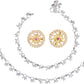 AanyaCentric Stylish Silver Plated Anklet & Gold-Polished American Diamond Earring Combo for Girls & Women