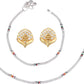 AanyaCentric Stylish Silver Plated Anklet & Gold-Polished American Diamond Earring Combo for Girls & Women