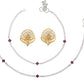 AanyaCentric Stylish Silver Plated Anklet & Gold-Polished American Diamond Earring Combo for Girls & Women