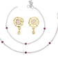 AanyaCentric Stylish Silver Plated Anklet & Gold-Polished American Diamond Earring Combo for Girls & Women - AanyaCentric