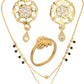 AanyaCentric Gold-Polished Jewelry Combo: Elegant Short Mangalsutra, Finger Ring, and American Diamond Earrings Set - AanyaCentric