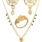 AanyaCentric Gold-Polished Jewelry Combo: Elegant Short Mangalsutra, Finger Ring, and American Diamond Earrings Set