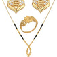 AanyaCentric Gold-Polished Jewelry Combo: Elegant Short Mangalsutra, Finger Ring, and American Diamond Earrings Set
