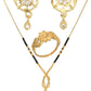 AanyaCentric Gold-Polished Jewelry Combo: Elegant Short Mangalsutra, Finger Ring, and American Diamond Earrings Set