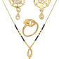 AanyaCentric Gold-Polished Jewelry Combo: Elegant Short Mangalsutra, Finger Ring, and American Diamond Earrings Set
