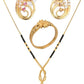 AanyaCentric Gold-Polished Jewelry Combo: Elegant Short Mangalsutra, Finger Ring, and American Diamond Earrings Set