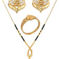 AanyaCentric Gold-Polished Jewelry Combo: Elegant Short Mangalsutra, Finger Ring, and American Diamond Earrings Set
