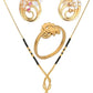 AanyaCentric Gold-Polished Jewelry Combo: Elegant Short Mangalsutra, Finger Ring, and American Diamond Earrings Set