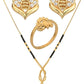AanyaCentric Gold-Polished Jewelry Combo: Elegant Short Mangalsutra, Finger Ring, and American Diamond Earrings Set