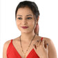 AanyaCentric Gold-Polished Jewelry Combo: Elegant Short Mangalsutra, Finger Ring, and American Diamond Earrings Set