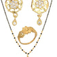 AanyaCentric Gold-Polished Jewelry Combo: Elegant Short Mangalsutra, Finger Ring, and American Diamond Earrings Set