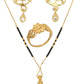 AanyaCentric Gold-Polished Jewelry Combo: Elegant Short Mangalsutra, Finger Ring, and American Diamond Earrings Set
