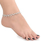 AanyaCentric Stylish Silver Plated Anklet & Gold-Polished American Diamond Earring Combo for Girls & Women