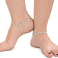 AanyaCentric Stylish Silver Plated Anklet & Gold-Polished American Diamond Earring Combo for Girls & Women