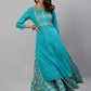 Anubhutee Blue Floral Embroidered Empire Sequinned Kurta with Skirt | Swadesiicart