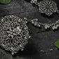 Mominos Fashion Kamal Johar Oxidised Silver-Plated Floral Bracelet
