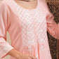 Vishudh Peach-Coloured Floral Embroidered Thread Work Straight Kurta With Palazzos - Swadesiicart