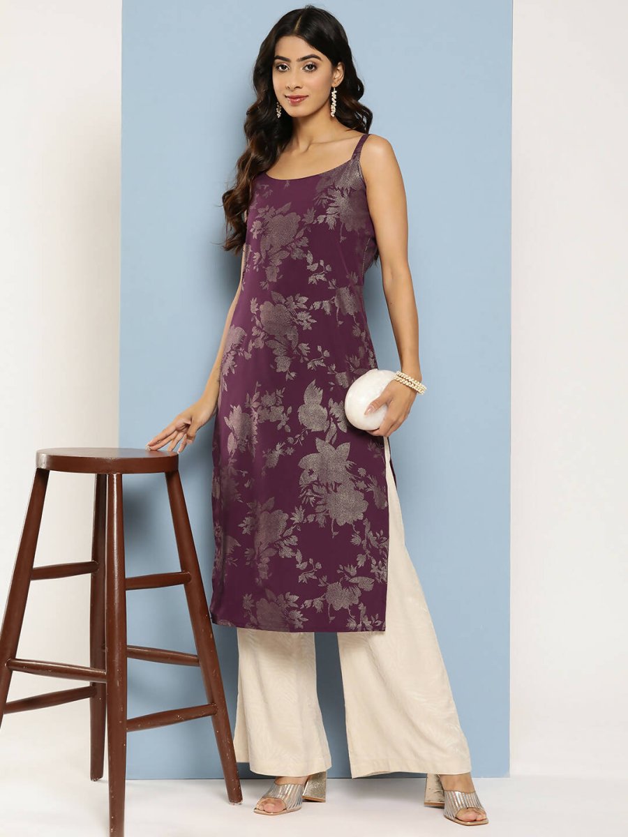 Ahalyaa Women's Traditional wear Kurta - Wine | Swadesiicart